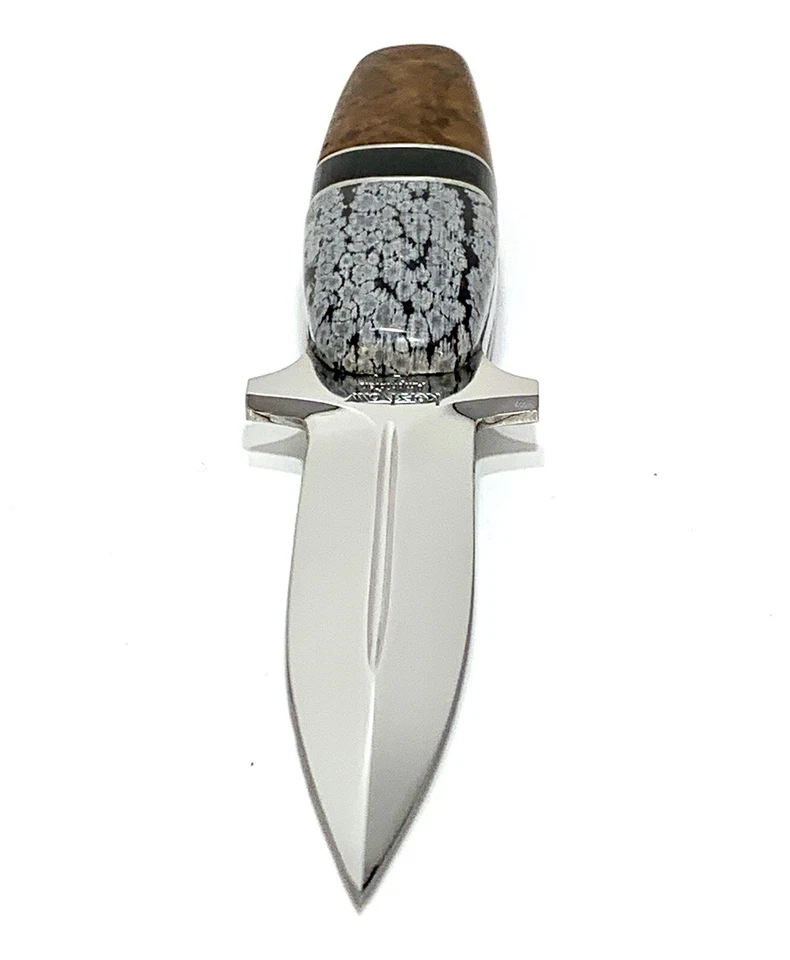 Cuchillo Bota Anfibio Kershaw 1006 Años 80 De Colección Mango Personalizado Obsidiana y Arce Burl Foto 4 de 4