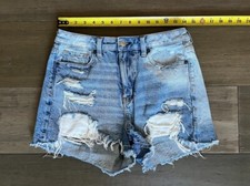 American Eagle Mom Shorts Women's Sz 4 Denim High Waist Distressed
