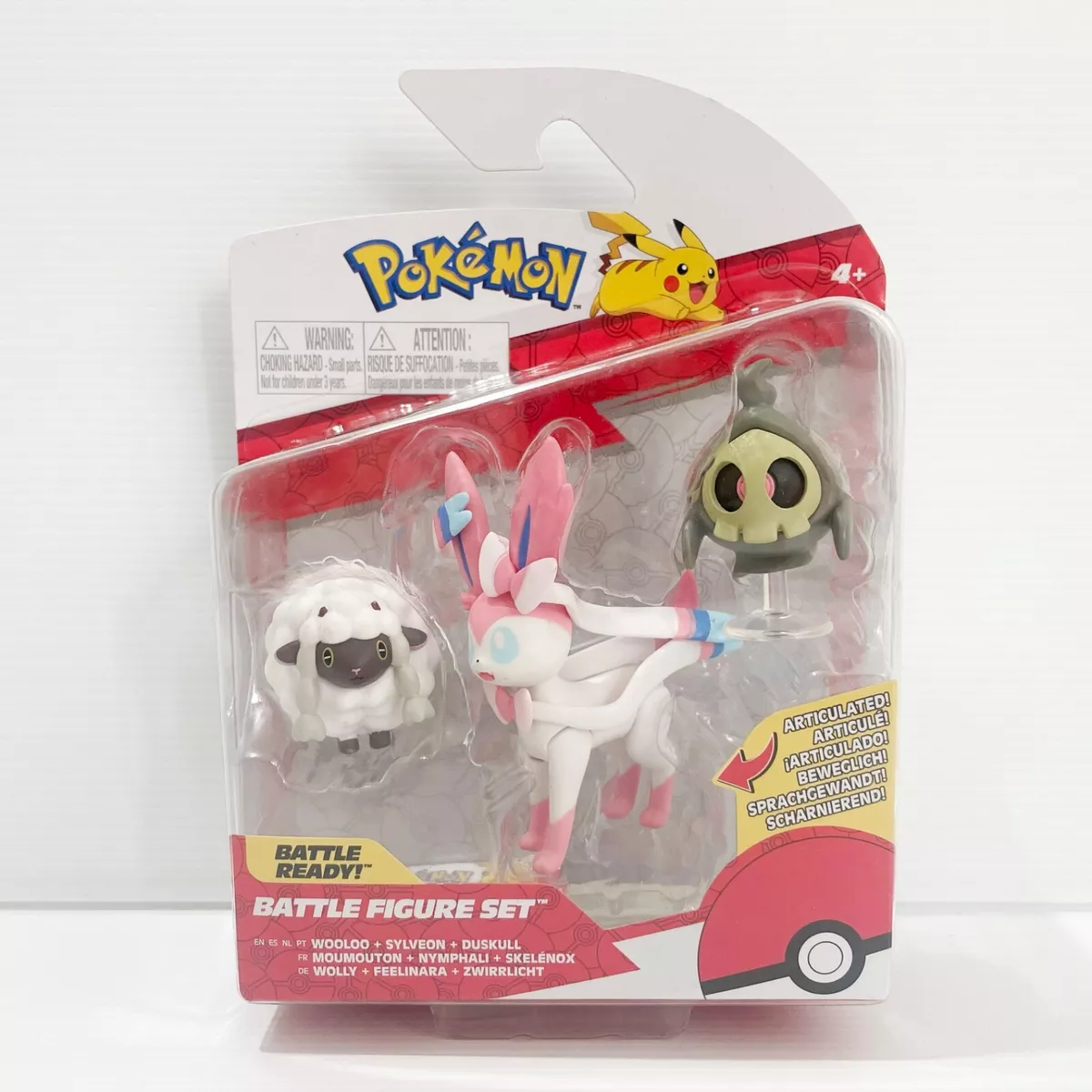 Pokemon Battle Figure Set Sylveon Wooloo Duskull Brand New