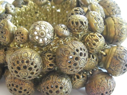 BIG ANTIQUE VICTORIAN SPARKLER TWINKLE MIRROR BUTTON STRETCH ELASTIC BRACELET