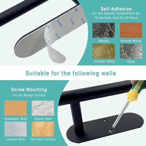 Self-adhesive/drilling under cabinet paper towel holder, SS black - Picture 7 of 7
