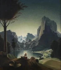 Franz Sedlacek Landscape with Painter 1926 17"x 22" Archival Art Print