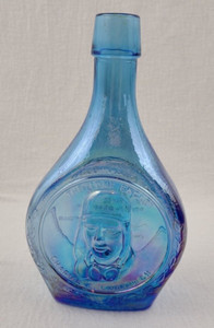 Wheaton Vintage Blue Carnival Glass Decanter Bottle Charles A Lindbergh
