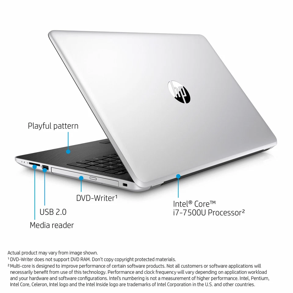 New HP 15-bs080wm, 15.6" Natural Silver Touch Laptop, Windows 10, Intel Core - Image 2 of 4