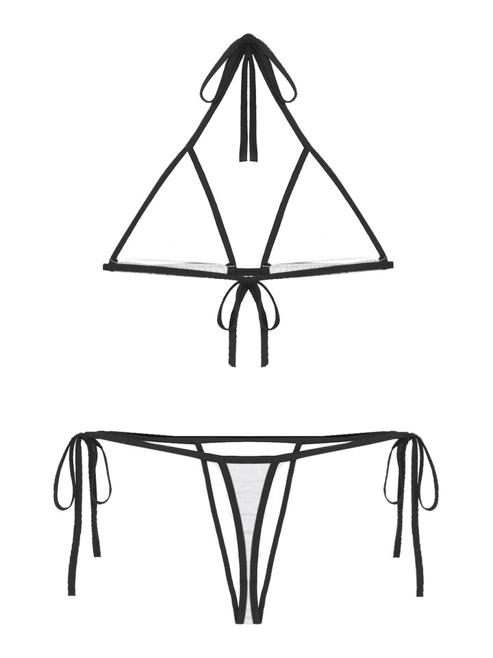 Halter Print Thong Micro Bikini Set main image 1