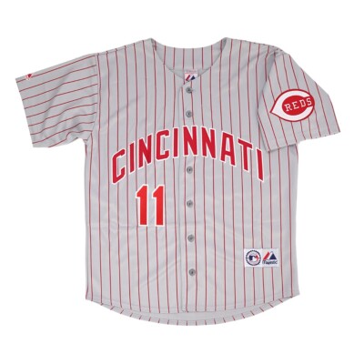 Barry Larkin 1993 Cincinnati Reds Grey Road Jersey w/ Team Patch