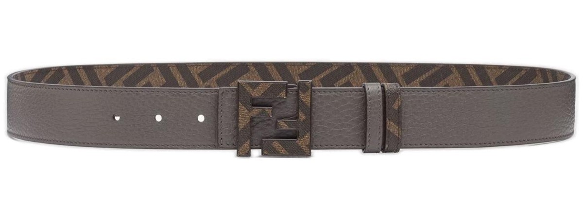 【関送無料】 Fendi フェンディ Leather Ff Reversible Belt Fendi Men's Leather Reversible Fendi Squared FF Logo Print