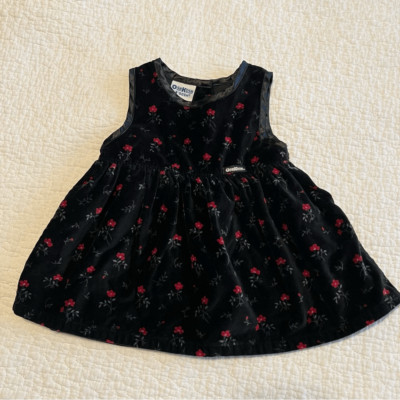 OshKosh B Gosh Girl s Black Velvet Floral Dress 12 Months