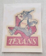 DALLAS TEXANS AFL Football 1960s Vintage Decal Sticker KC CHIEFS 4.25" X 5.5"