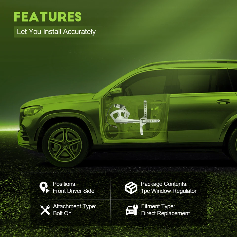 Power Window Regulator For Chevrolet GMC C1500 K1500 Front Driver with Motor - Image 2 of 4