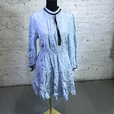 The Shirt by Rochelle Behrens Dress Womens Large Button Front Stars Print Navy