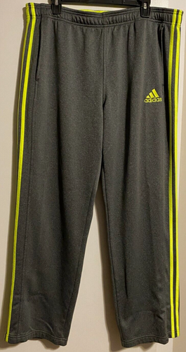 Adidas Gray Green Stripes Logo Sweat Pants Mens Size XL Drawstring Waist Pockets - Picture 2 of 22
