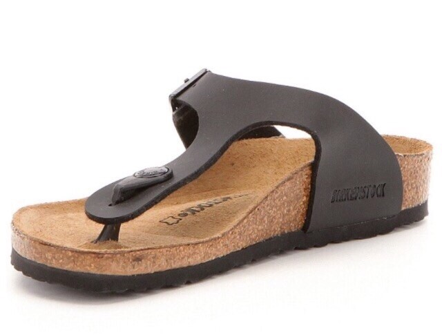 Birkenstock Sandals Vegan Leather Sandals Thongs Size 40 Shoes Black Upper  NEW
