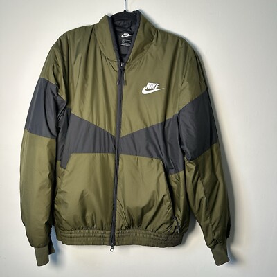 Nike Tech NSW Bomber Authentic Flight Jacket Windbreaker Green Black Men’s  L