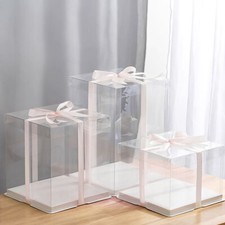 Large Clear PVC Gift Boxes Cake Dessert Packaging Transparent Box Wedding Favors