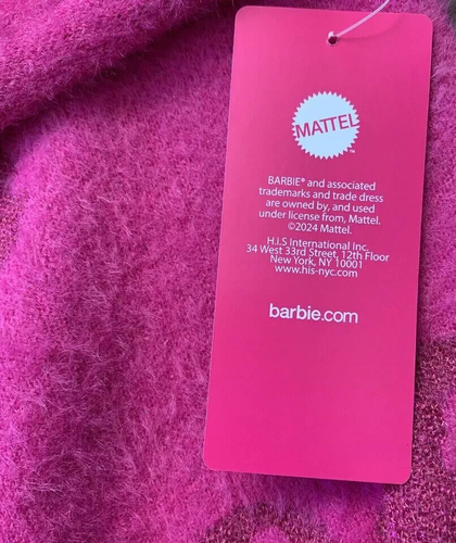 NWT Barbie Youth Girls L 10-12 Pink Metallic Fuzzy Plush Sweater Fan Apparel - Picture 14 of 14