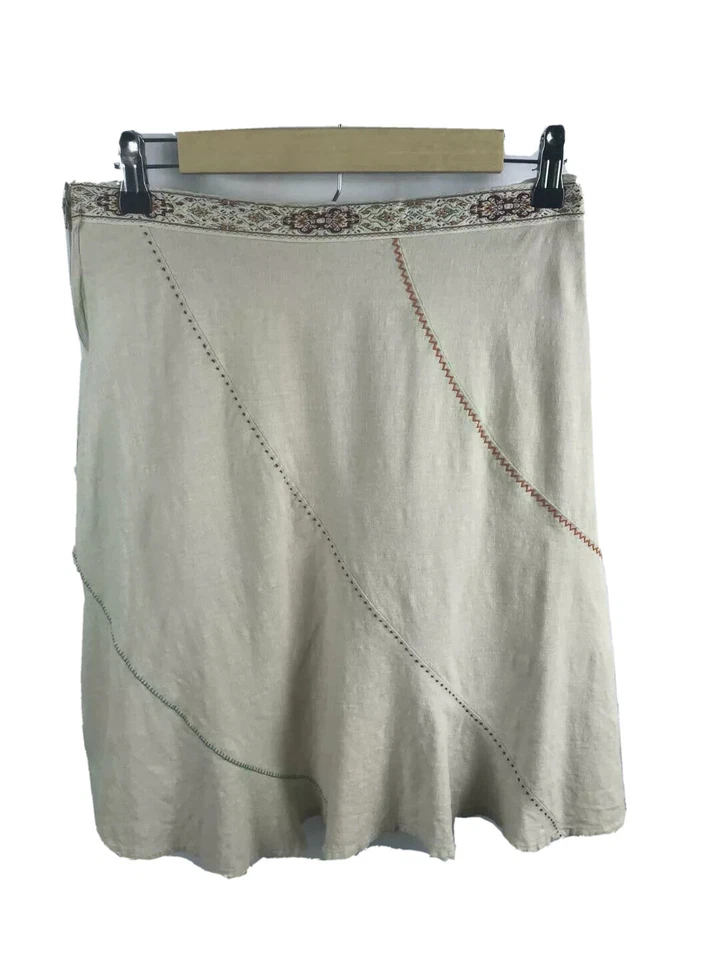 Сердце Луна звезда бежевый льняной трапециевидный колена контраст отделки юбка размер 0/XS - Изображение 4 из 4