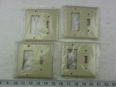 Cooper 2153V 2-Gang Ivory Toggle Deco/GFCI Wallplate Lot of 4, New