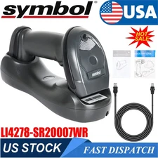 Symbol LI4278-SR20007WR Barcode Scanner 1D Wireless with USB Cable & Cradle USA