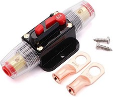 Audio Inline Circuit Breaker 12V, Auto Fuse Holder 80 Amp with Manual Reset 80A
