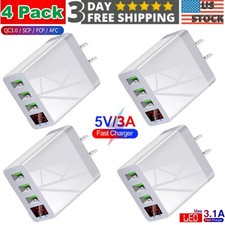 4 PCS 3 Port Wall Charger Fast QC3.0 Quick Charge USB Hub Power Adapter Plug US