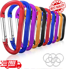 10 Pack 3in Aluminum Spring Snap Hook Carabiner Clips with Key Rings