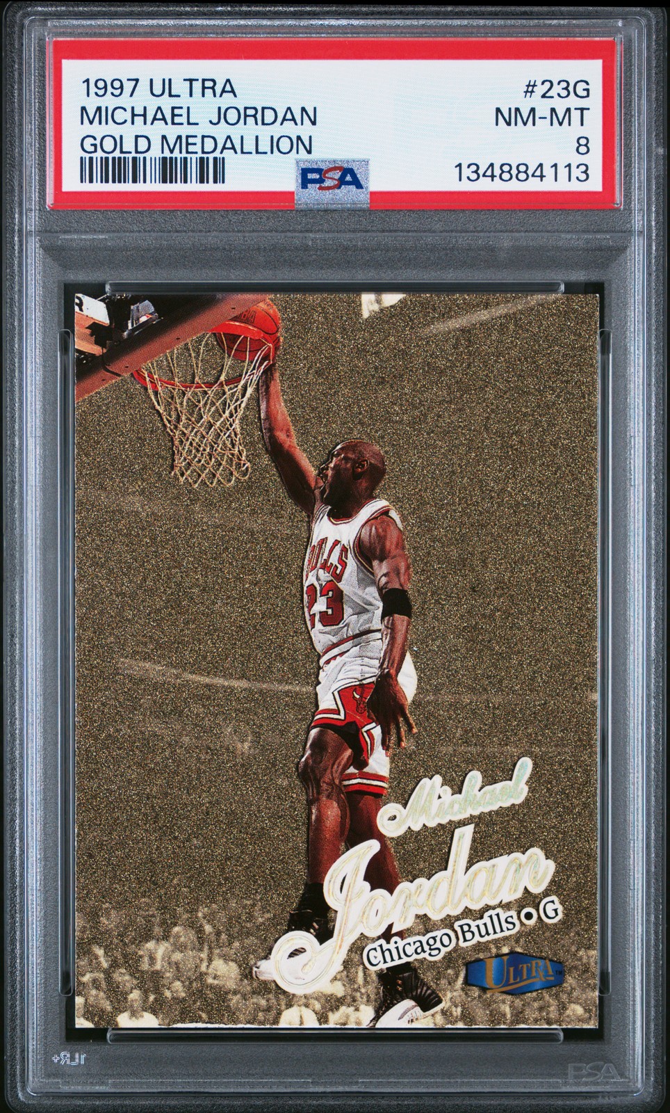 1997 FLEER ULTRA GOLD MEDALLION #23G MICHAEL JORDAN PSA 8