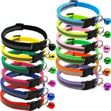 Reflective Dog Collar Pet Cat Puppy Nylon Collar with Bell Neck Adjustable NEW