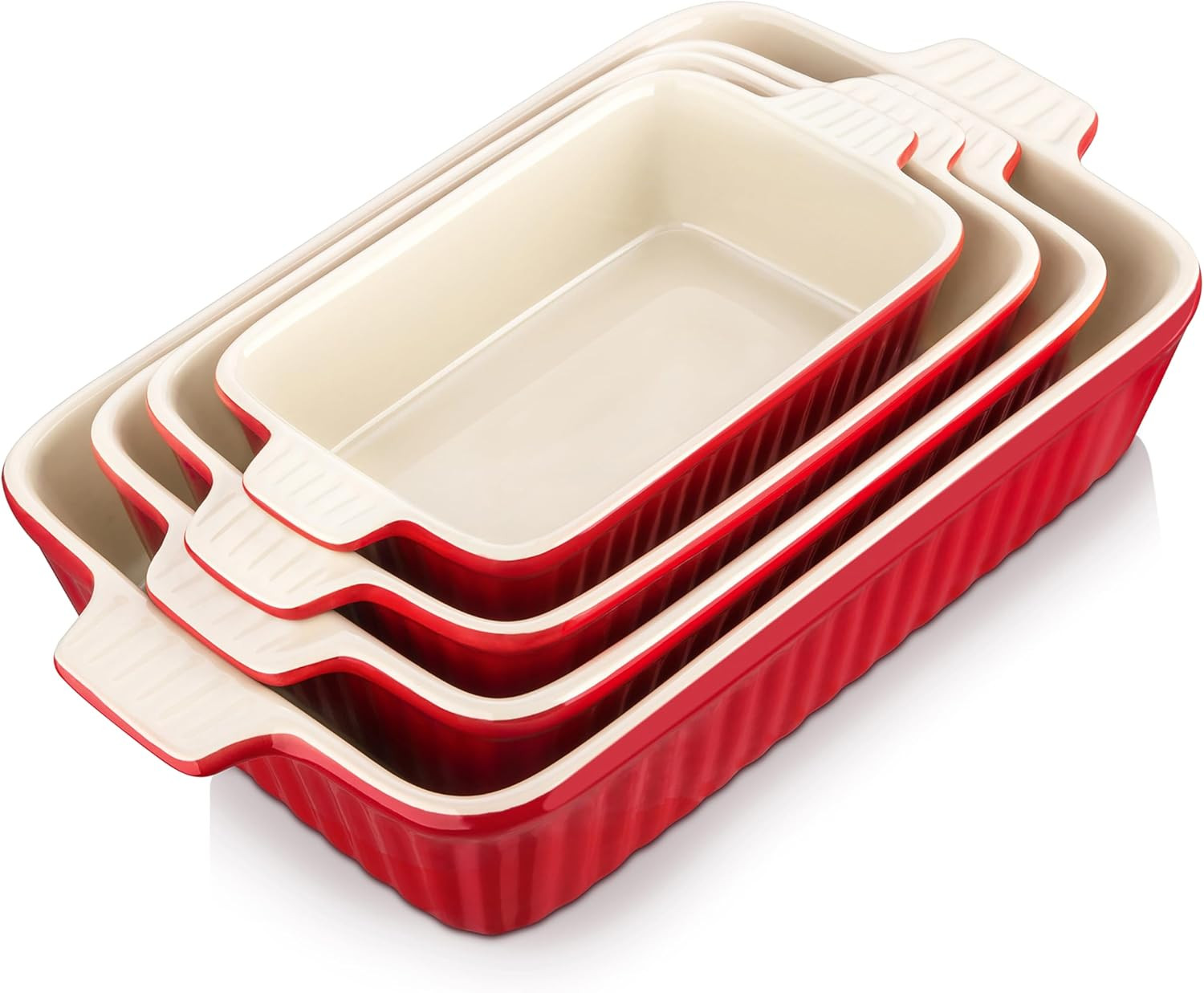 Plats à gratin en céramique pour repas de famille série BAKE de 4 pièces