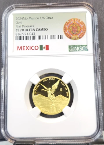 2024 MEXICO GOLD LIBERTAD 1/4 ONZA NGC PF 70 ULTRA CAMEO FIRST RELEASES 1/4 OZ