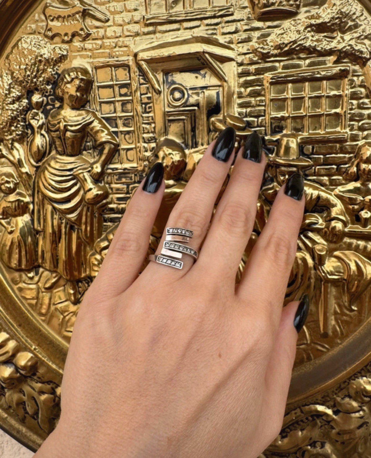 Unique Silver ring with gold plating, UK size L image 5