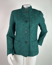 Talbots Size 10 Green Wool Blend Blazer Pockets Career Classic