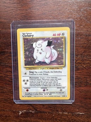 Clefairy Holo Printing Band Error 5/102 Base Unlimited Set 1999 Pokemon  Rare
