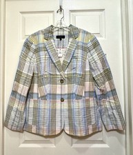 Talbots NWT Madras Pastel Plaid Blazer Jacket...