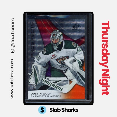 2019 SP GAME USED CHL #75 DUSTIN WOLF ORANGE /199