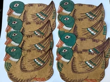 ITALY Rare *JESURUM Table 8 PLACEMATS Vintage ~Mallard DUCK Ducks JUTE Venezia