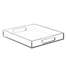 Acrylic Serving Tray11"x11"x2.4" with Handles-Crystal Acrylic Display Platter...