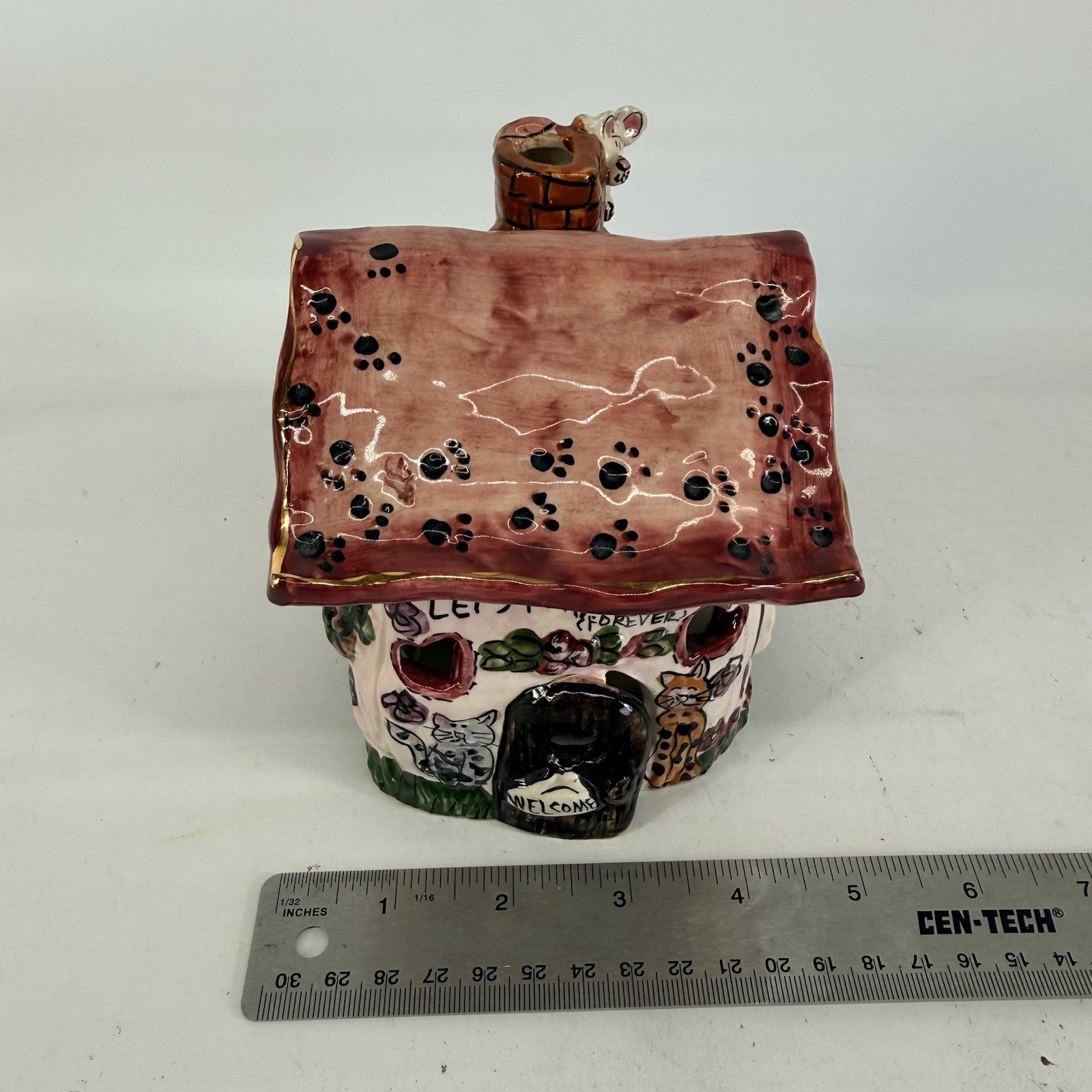 Heather Goldmine Blue Sky Clayworks Let's Play House Tea Light Candle Holder Vtg