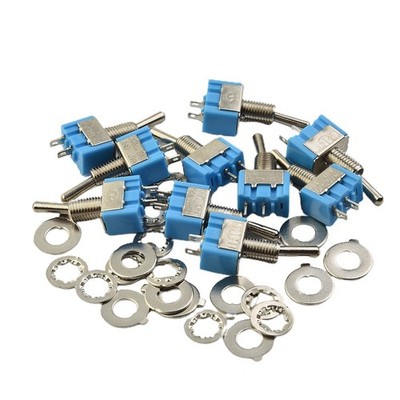10* MTS-101 AC 250V / 3A 125V / 6A SPST 3-Position ON / OFF 2 Pin Kippschalter