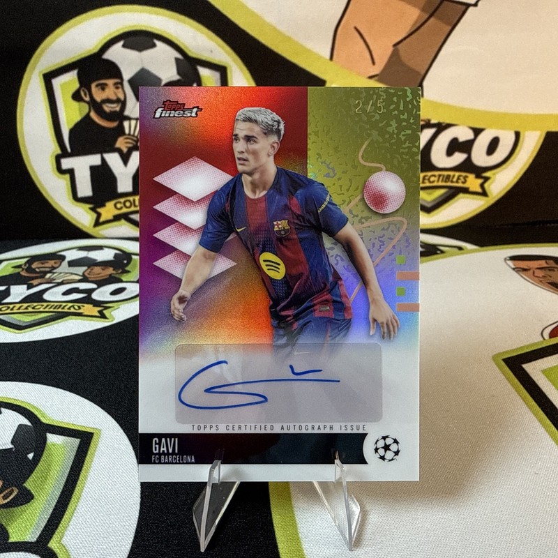 2025-26 Topps Finest UEFA BA-GA Gavi Barcelona Orange Refractor /5 Auto