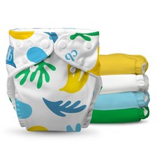 Charlie Banana 5 Pack Reusable Adjustable Cloth Diaper, One Size - Banana Leaves
