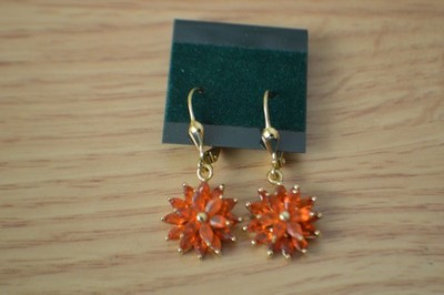 1,85ct Buriti Feueropal Ohrhänger 18k Gelbgold vergoldet über Feinsilber
