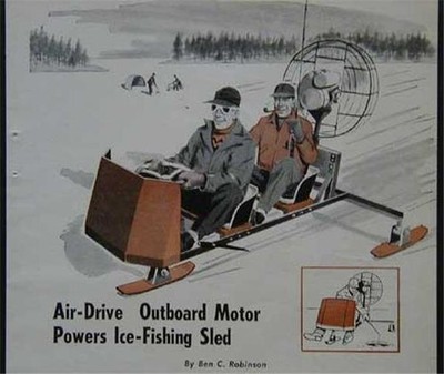 Iceboat Ice Fishing Sled - Propeller driven 1957 How-To build PLANS