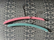 Vintage Child's Blue And Pink Wooden Clothing Hangers Wood Baby Nursery