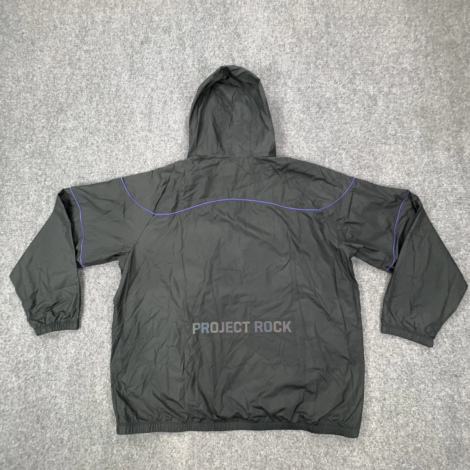 Under Armour Project Rock Jacket Mens 3XL Black Hooded 1/4 Zip Anorak Storm