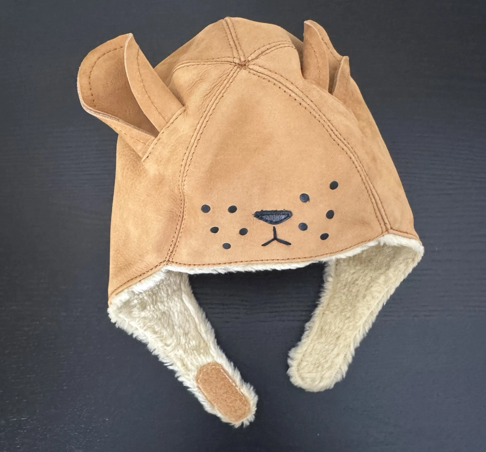 Baby Soft Suede Leather Winter Hat And Bootie Set