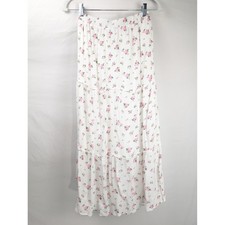Floral Fairy Tiered Maxi Skirt Size S Rose Cottagecore Coquette Prairie Boho
