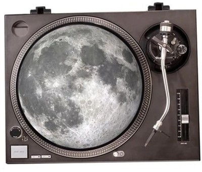 3d Moon Vinyl Record Graphic Turntable Slip Mat - 3d Moon Vinyl Record Graphic