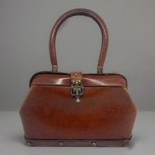Vintage Etienne Aigner Handmade Leather Satchel Doctor Bag Rare Brown Top Handle