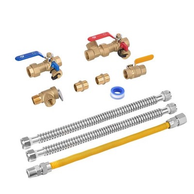 Water Heater Kit, 3/4 Inch Cold & Hot Water Plumbing Repair Kit with 600 WOG Iso
